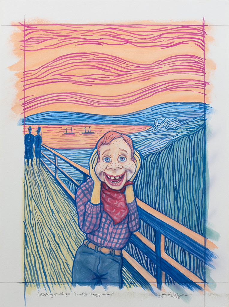 Preliminary sketch for "Howdy's Happy Scream